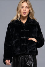 Load image into Gallery viewer, Black Toggle Faux Fur Jacket
