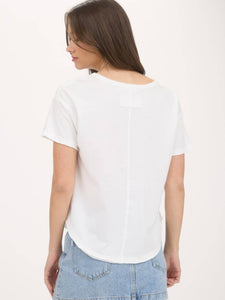 White Round Hem Tee