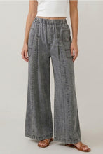 Load image into Gallery viewer, Charcoal Tencel Wide Leg Pants
