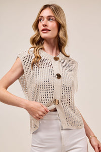 Oatmeal Open Knit Vest