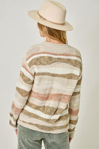 Almond + Sage Wavy Stripe Sweater