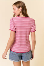 Load image into Gallery viewer, Pink Stripe Notched Top
