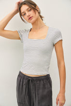 Load image into Gallery viewer, Navy Stripe Double Lined Top
