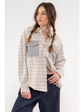 Load image into Gallery viewer, Cream + Grey Plaid Shacket
