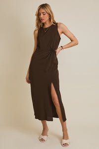 Coffee Cutout Twisted Dress
