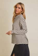 Load image into Gallery viewer, B+W Stripe Asymmetric Neck Top
