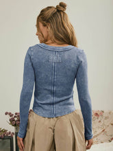 Load image into Gallery viewer, Vintage Blue Washed Henley Top
