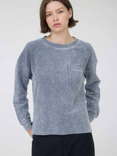 Load image into Gallery viewer, Blue Ribbed Washed Pocket Top
