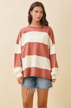 Load image into Gallery viewer, Peony Pink + Green Stripe Top
