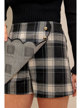 Load image into Gallery viewer, Black Plaid Scalloped Skort
