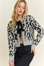 Load image into Gallery viewer, Grey Leopard Bow Cardigan
