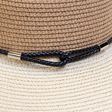 Load image into Gallery viewer, Natural Leather Trim Two Tone Hat
