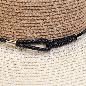 Natural Leather Trim Two Tone Hat
