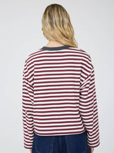 Load image into Gallery viewer, Burgundy Stripe Charcoal Trim Top
