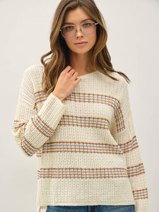 Cream Multi Oversized Stripe Sweater