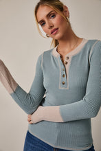 Load image into Gallery viewer, Blue + Taupe Textured Top
