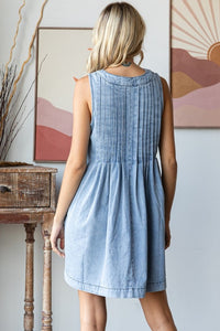 Light Denim Pintuck Dress