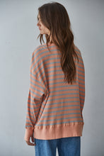 Load image into Gallery viewer, Salmon + Blue Stripe Top
