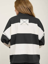 Load image into Gallery viewer, Charcoal Rugby Stripe Pullover
