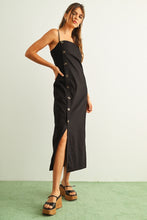 Load image into Gallery viewer, Miou Muse Black Linen Button Dress
