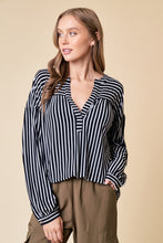 Load image into Gallery viewer, Black Stripe V-Neck Top
