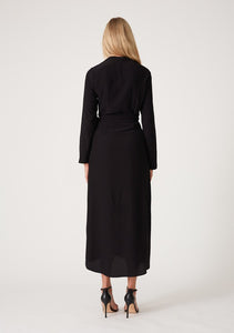 Black Wrap Midi Dress