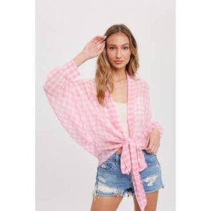 Pink Gingham Kimono