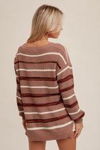 Load image into Gallery viewer, Mauve + Ivory Stripe Sweater
