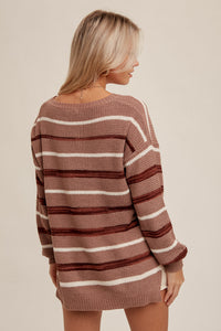 Mauve + Ivory Stripe Sweater