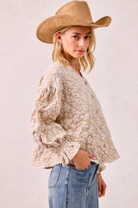 Textured Mocha Floral Top