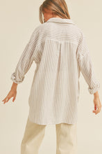 Load image into Gallery viewer, Beige Striped Button Up Top
