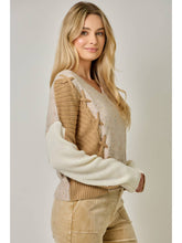 Load image into Gallery viewer, Oatmeal Stitched Blocked Sweater

