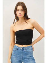 Load image into Gallery viewer, Black Double Lined Crop Tube Top
