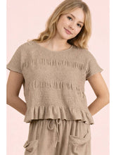 Load image into Gallery viewer, Mocha Smocked Top
