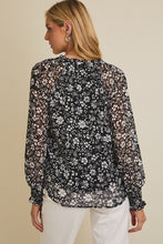 Load image into Gallery viewer, B+W Chiffon Floral Top
