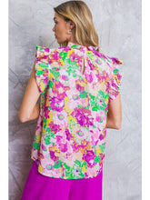 Load image into Gallery viewer, Fuchsia Watercolor Floral Top
