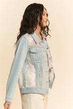 Load image into Gallery viewer, Lace Panel Denim Jacket - Plus
