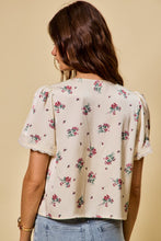Load image into Gallery viewer, Ivory Floral Satin Tie Top
