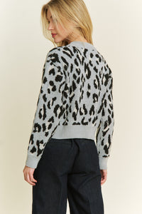 Grey Leopard Bow Cardigan