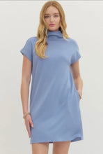 Load image into Gallery viewer, Entro Sky Blue Mock Neck Dress
