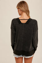 Load image into Gallery viewer, Charcoal V-Neck Washed Top
