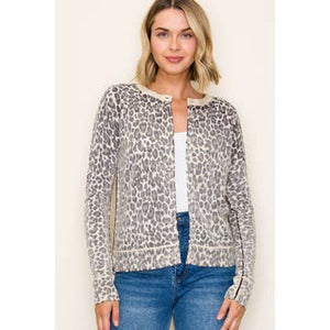 Staccato Brown Reverse Seam Leopard Cardi