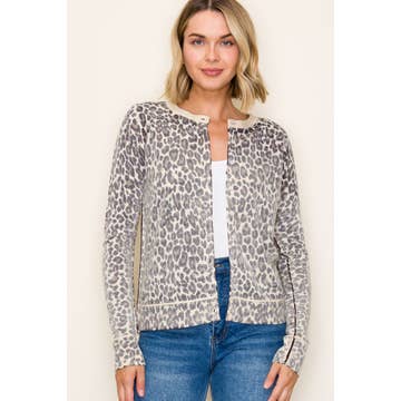 Staccato Brown Reverse Seam Leopard Cardi