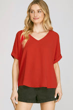 Load image into Gallery viewer, Red V-Neck Top
