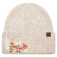 Load image into Gallery viewer, CC Embroidered Floral Beanie
