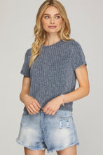 Load image into Gallery viewer, Heather Navy Textured Top
