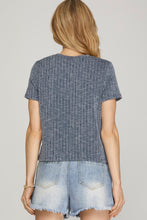 Load image into Gallery viewer, Heather Navy Textured Top
