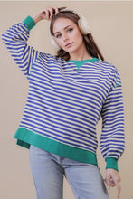 Load image into Gallery viewer, Blue + Green Striped Pullover
