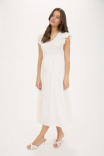 Load image into Gallery viewer, Cream V-Neck Smocked Dress
