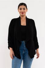 Load image into Gallery viewer, Black Ruched Sleeve Blazer - Plus
